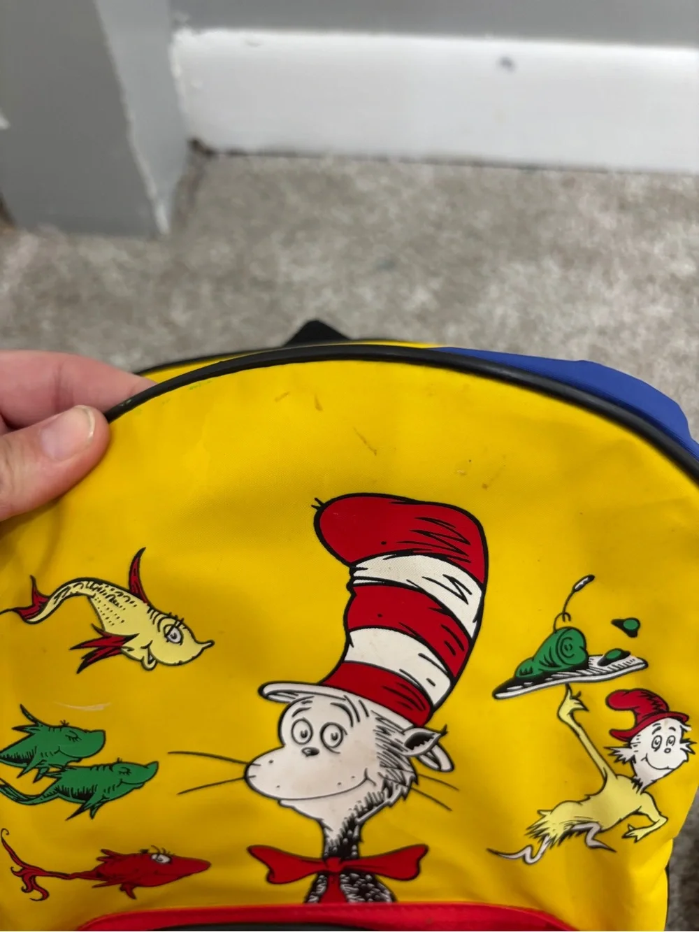 Vintage 1997 Dr. Seuss & His Friends Primary Colors Book Bag Backpack